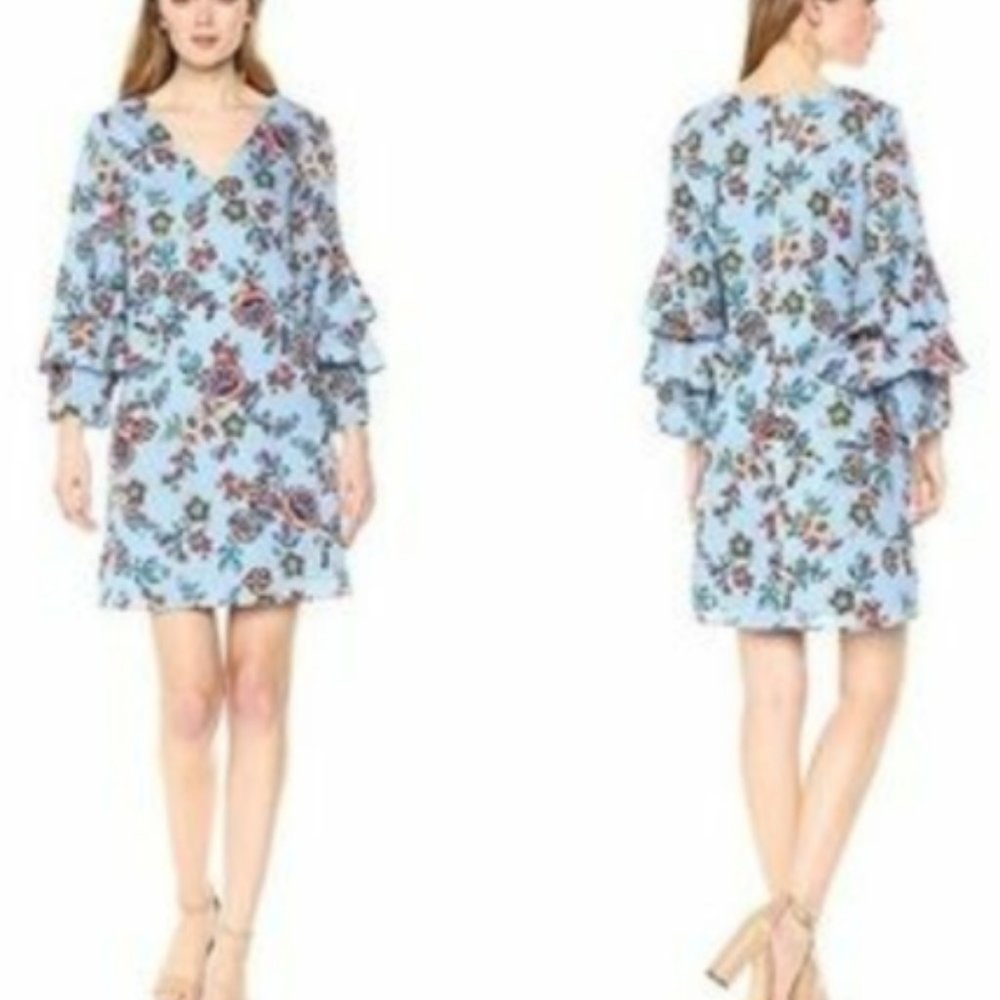 Nicole Miller New York Floral Bell Sleeve Dress